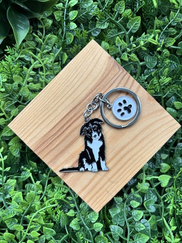 Border collie dog keyring gift - border,