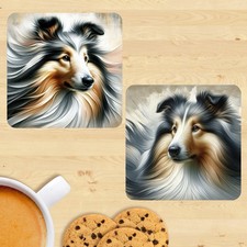 Rough Collie Dog Coasters, Set