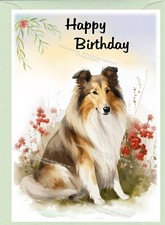 Rough Collie Dog Birthday Card