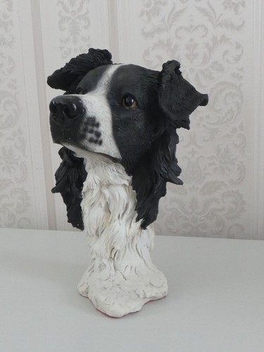 Border collie head - border, sculture